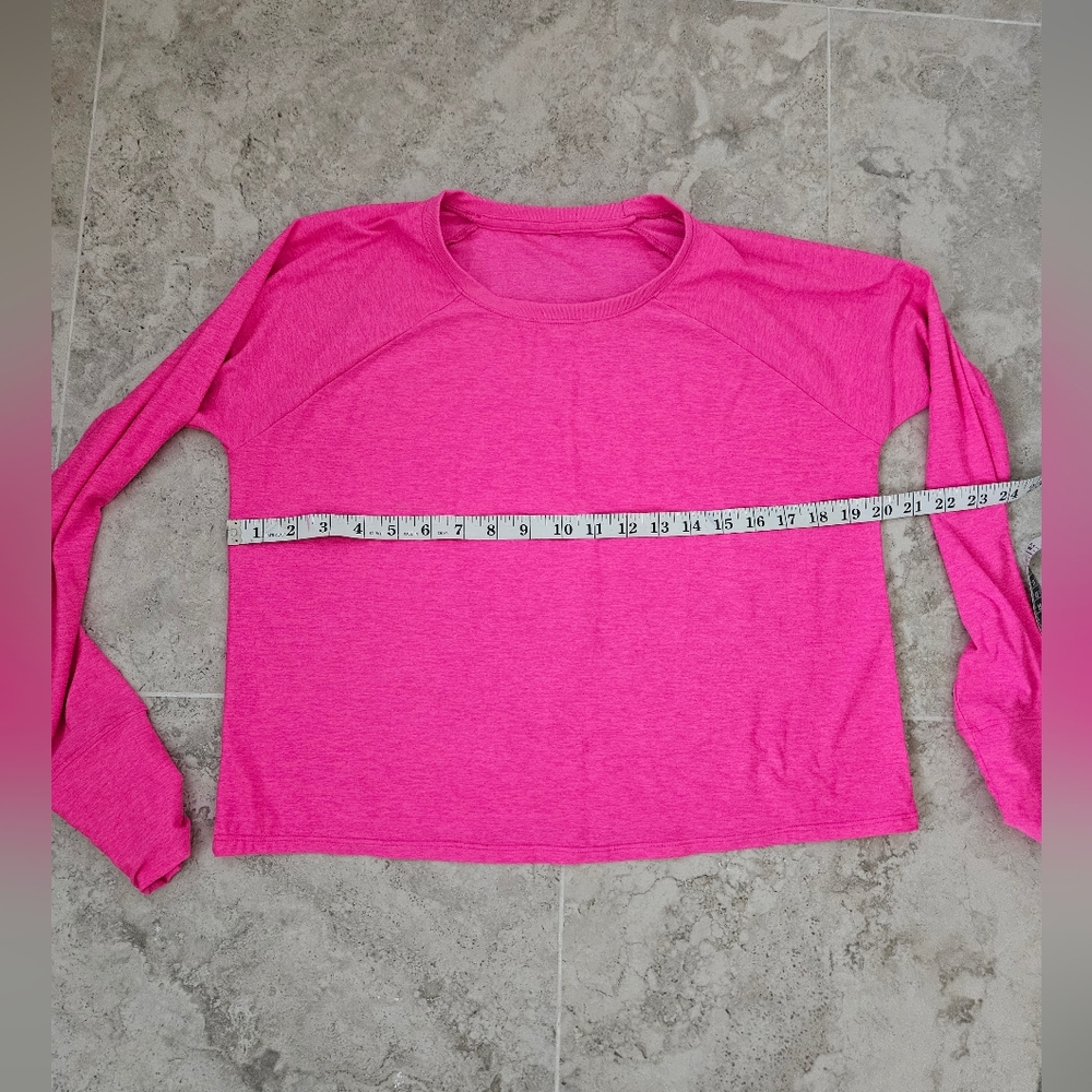 Beyond YOGA ,womens Pink Punch Featherlike Long Sleeve ,XS ( Oversize)